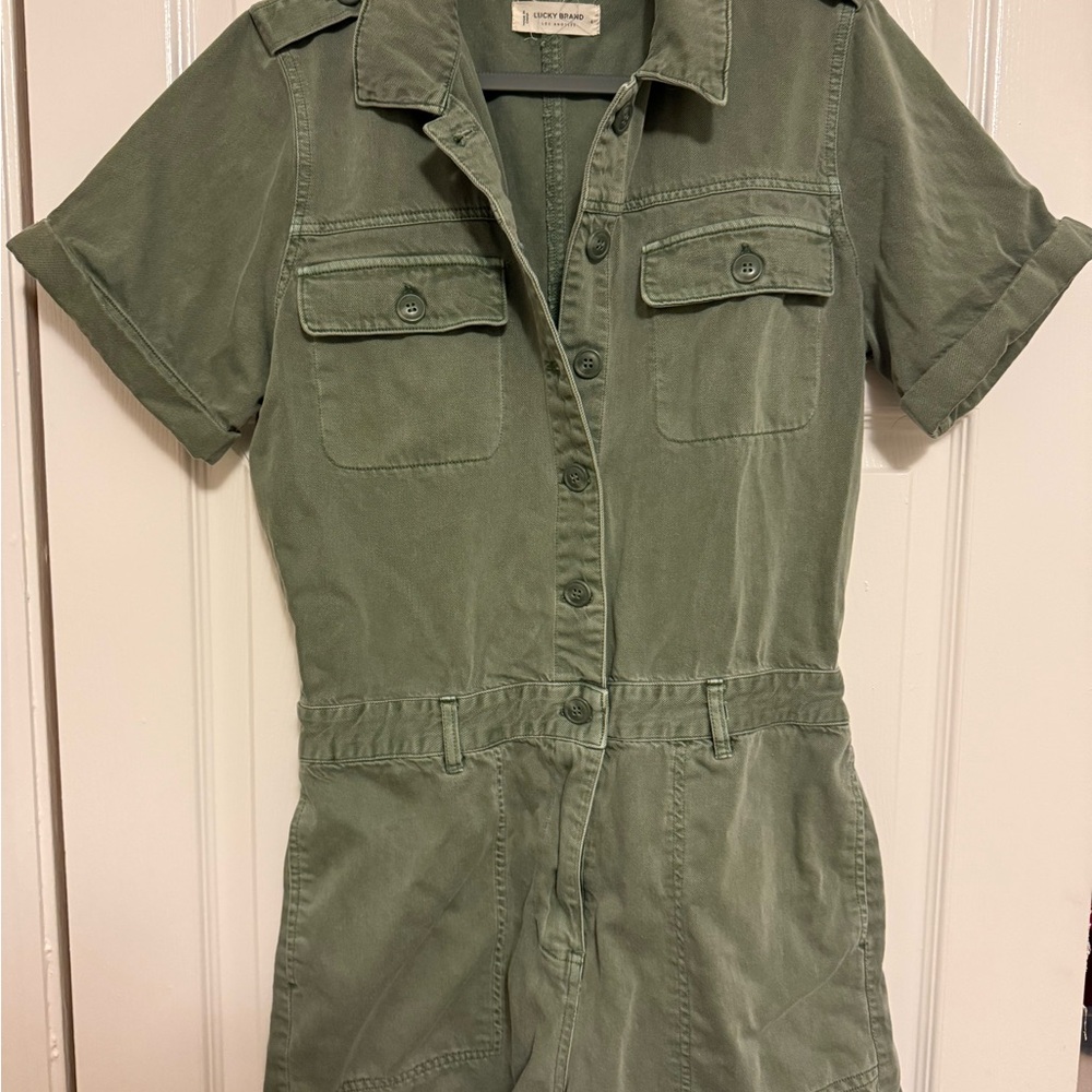 Lucky Brand Olive Green Collared Jumpsuit